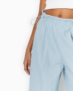 Pantalon Large En Toile Parachute - Bleu