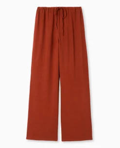 Pantalon Large Et Droit Avec Taille élastiquée - Marron