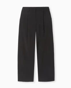 Pantalon Large Et Droit Avec Pinces - Noir