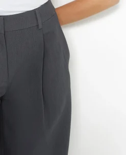Pantalon Large Et Droit Avec Pinces - Gris