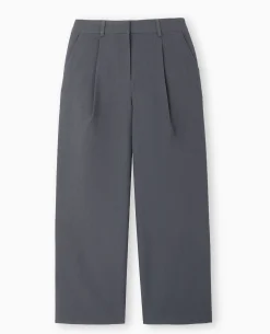 Pantalon Large Et Droit Avec Pinces - Gris