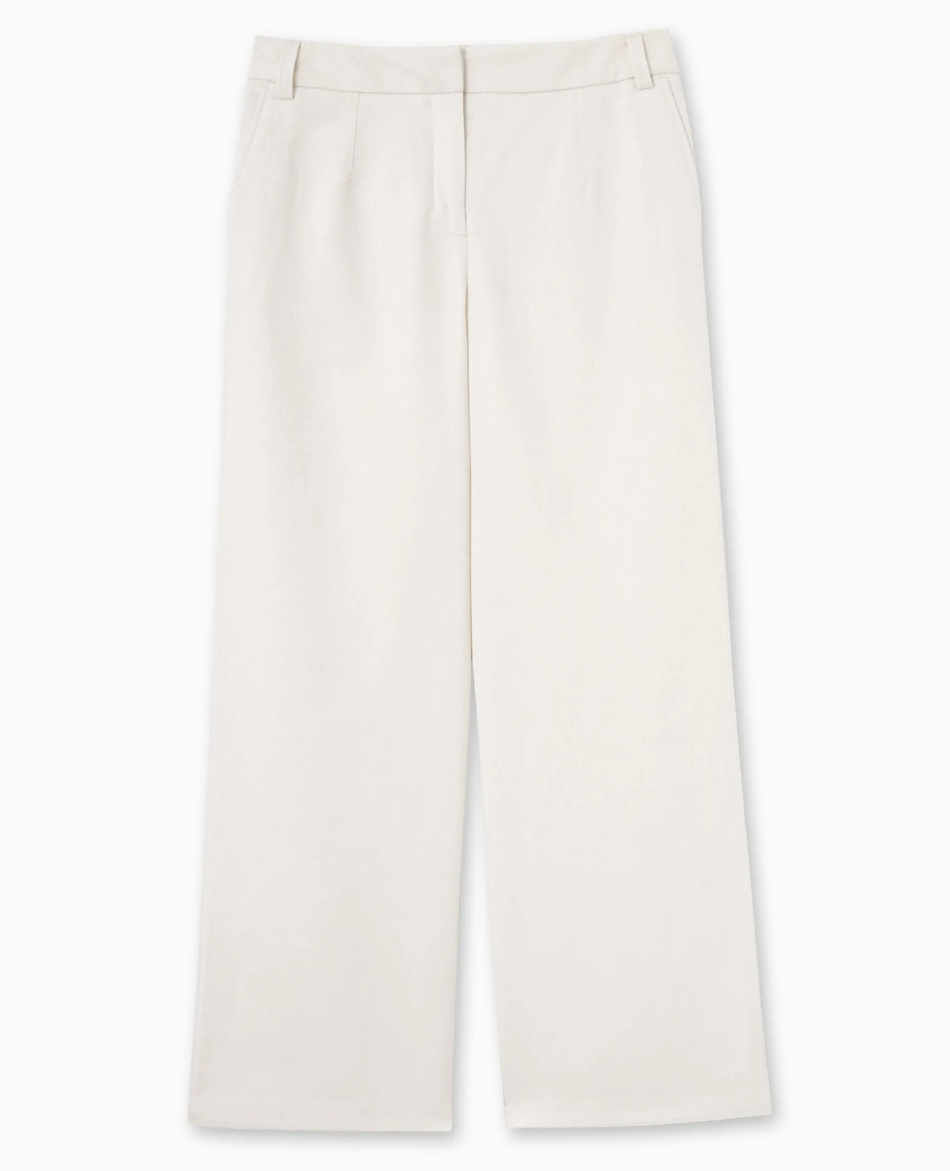 Pantalon Large Et Droit En Tissu Façon Lin - Blanc