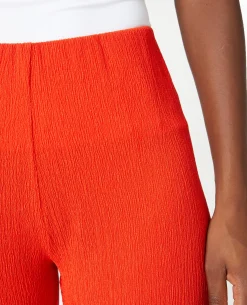 Pantalon Large Et Fluide En Tissu Effet Froissé - Rouge