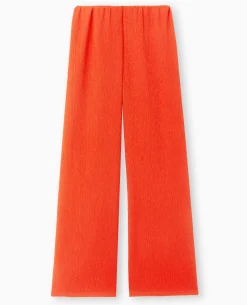 Pantalon Large Et Fluide En Tissu Effet Froissé - Rouge