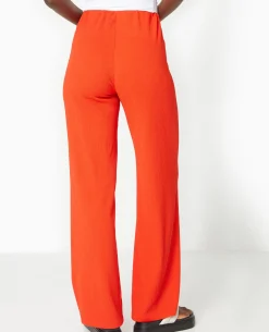 Pantalon Large Et Fluide En Tissu Effet Froissé - Rouge
