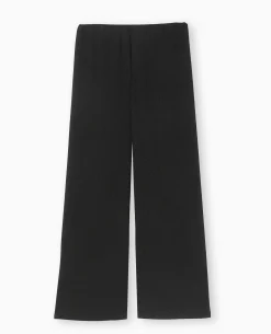 Pantalon Large Et Fluide En Tissu Effet Froissé - Noir