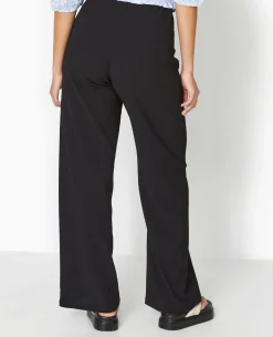 Pantalon Large Et Fluide En Tissu Effet Froissé - Noir