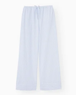 Pantalon Large Rayé Façon Pyjama D'homme - Bleu