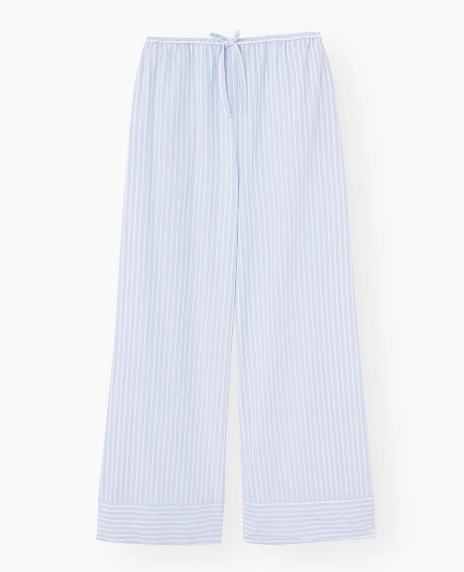 Pantalon Large Rayé Façon Pyjama D'homme - Bleu