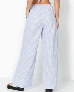 Pantalon Large Rayé Façon Pyjama D'homme - Bleu