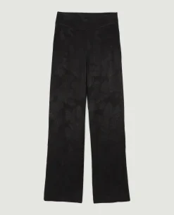 Pantalon Large Tissu Satiné Jacquard - Noir