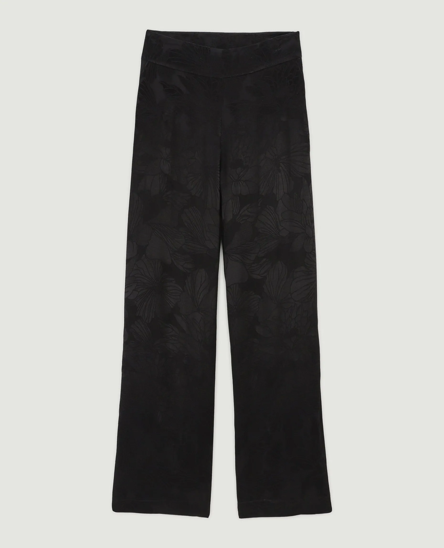 Pantalon Large Tissu Satiné Jacquard - Noir
