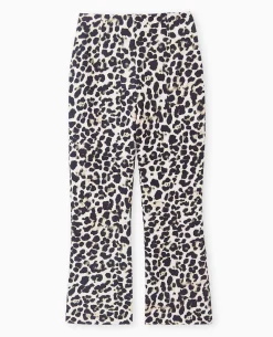 Pantalon 7/8è;me Flare Motif Léopard - Noir