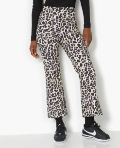 Pantalon 7/8è;me Flare Motif Léopard - Noir