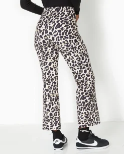 Pantalon 7/8è;me Flare Motif Léopard - Noir