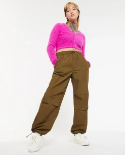 Pantalon Parachute Ceinture élastiquée - Taupe