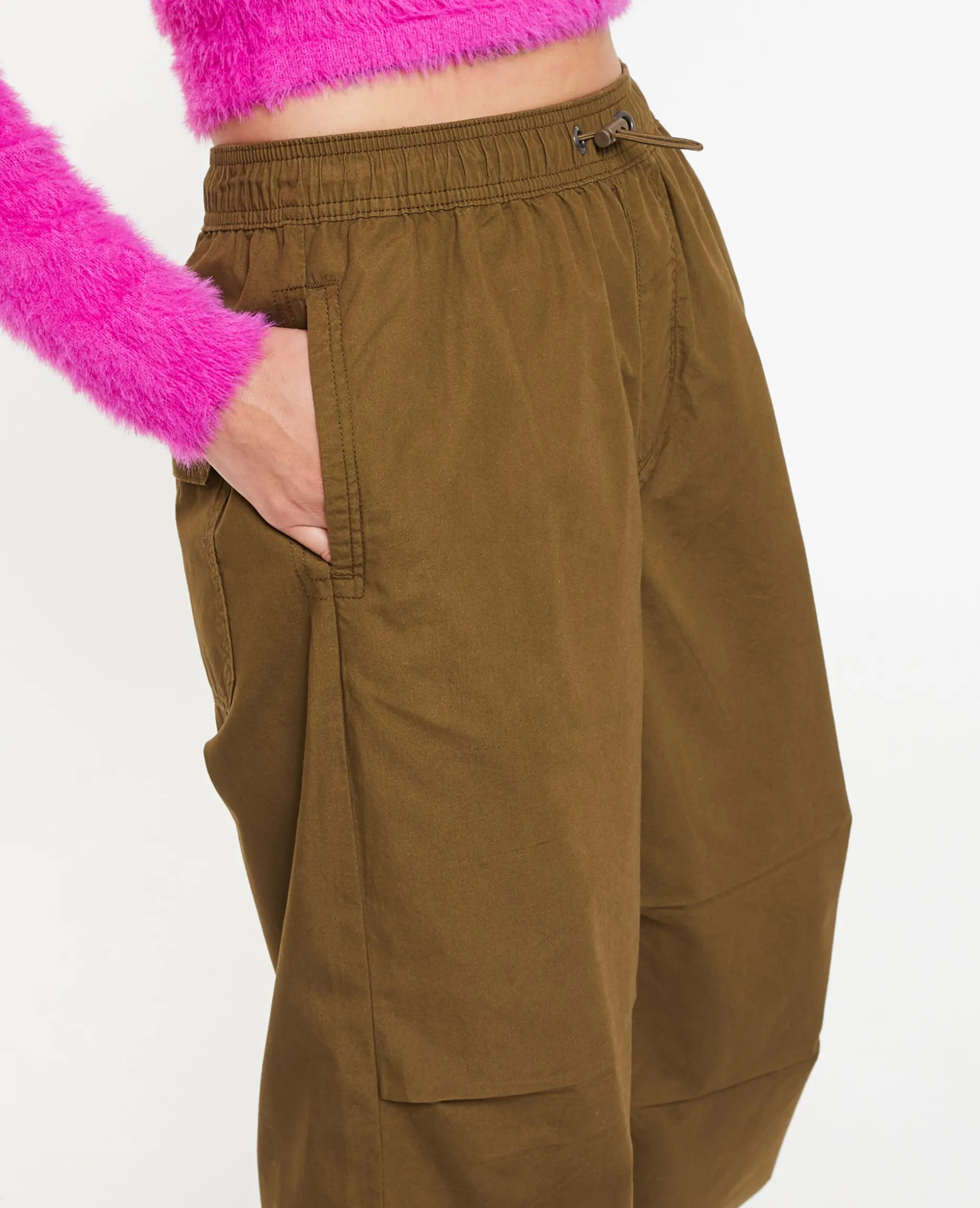 Pantalon Parachute Ceinture élastiquée - Taupe