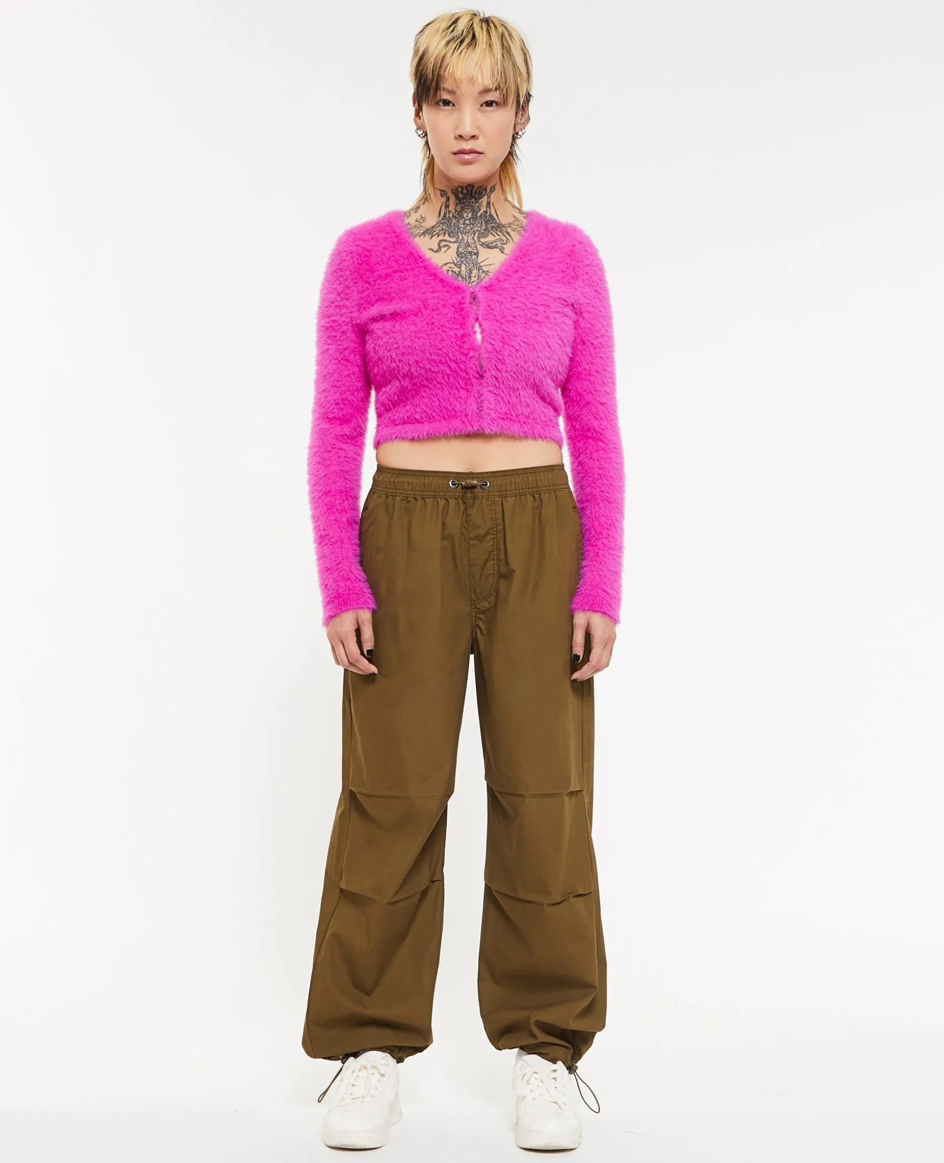 Pantalon Parachute Ceinture élastiquée - Taupe