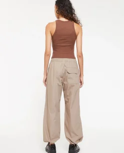 Pantalon Parachute Ceinture élastiquée - Taupe