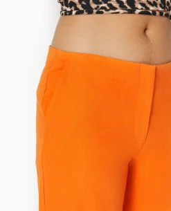 Pantalon Taille Basse Jambes Droites - Orange