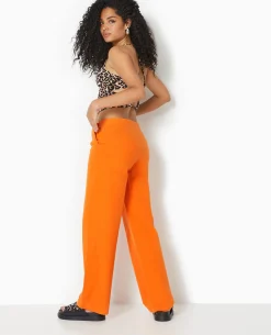Pantalon Taille Basse Jambes Droites - Orange