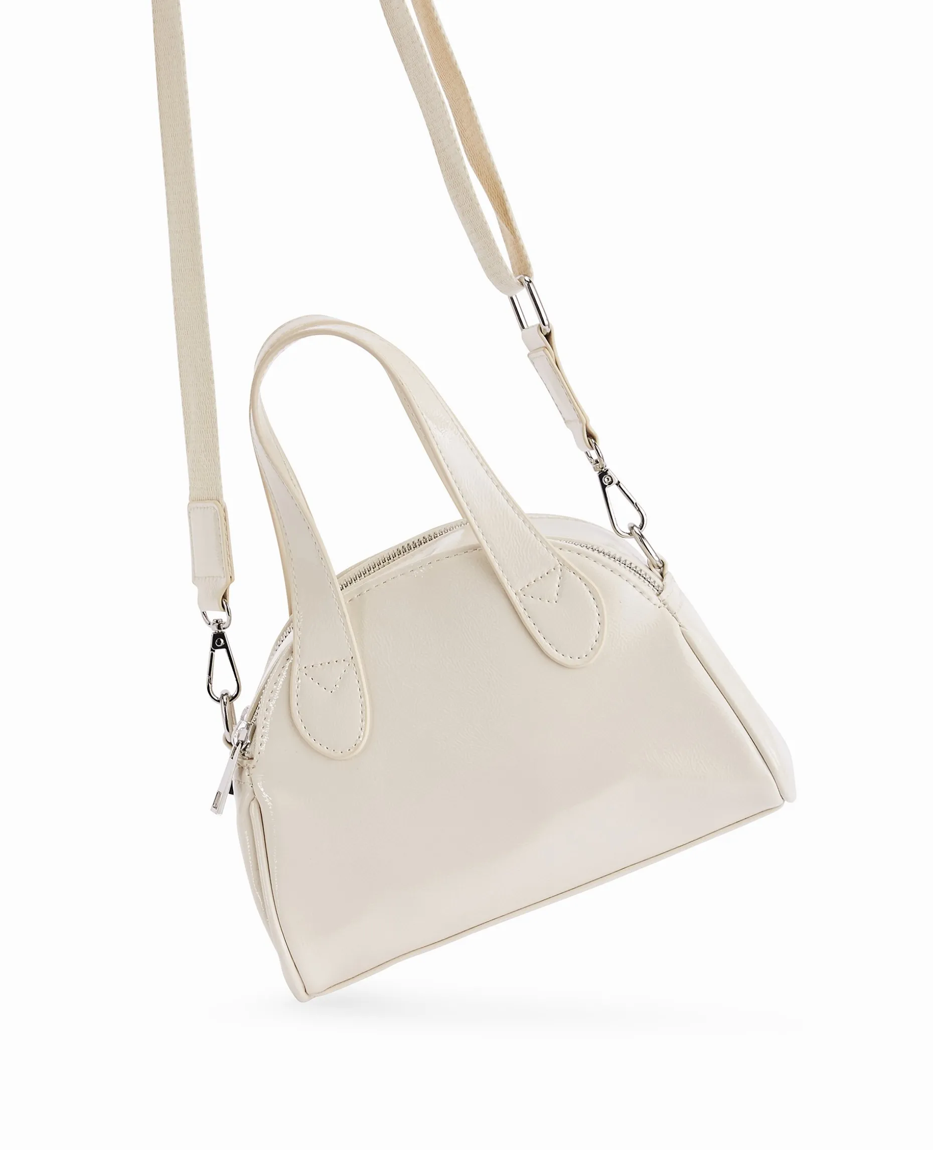 Petit Sac Bowling Boxy En Vinyle - Blanc