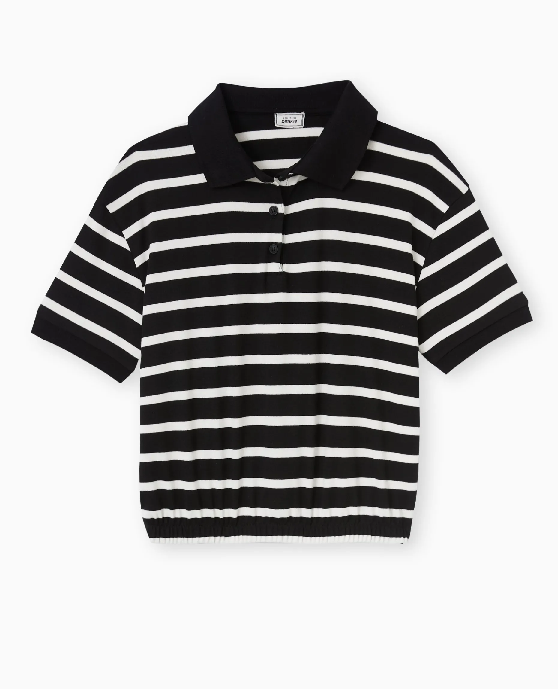 Polo Rayé Avec Base élastiquée - Noir