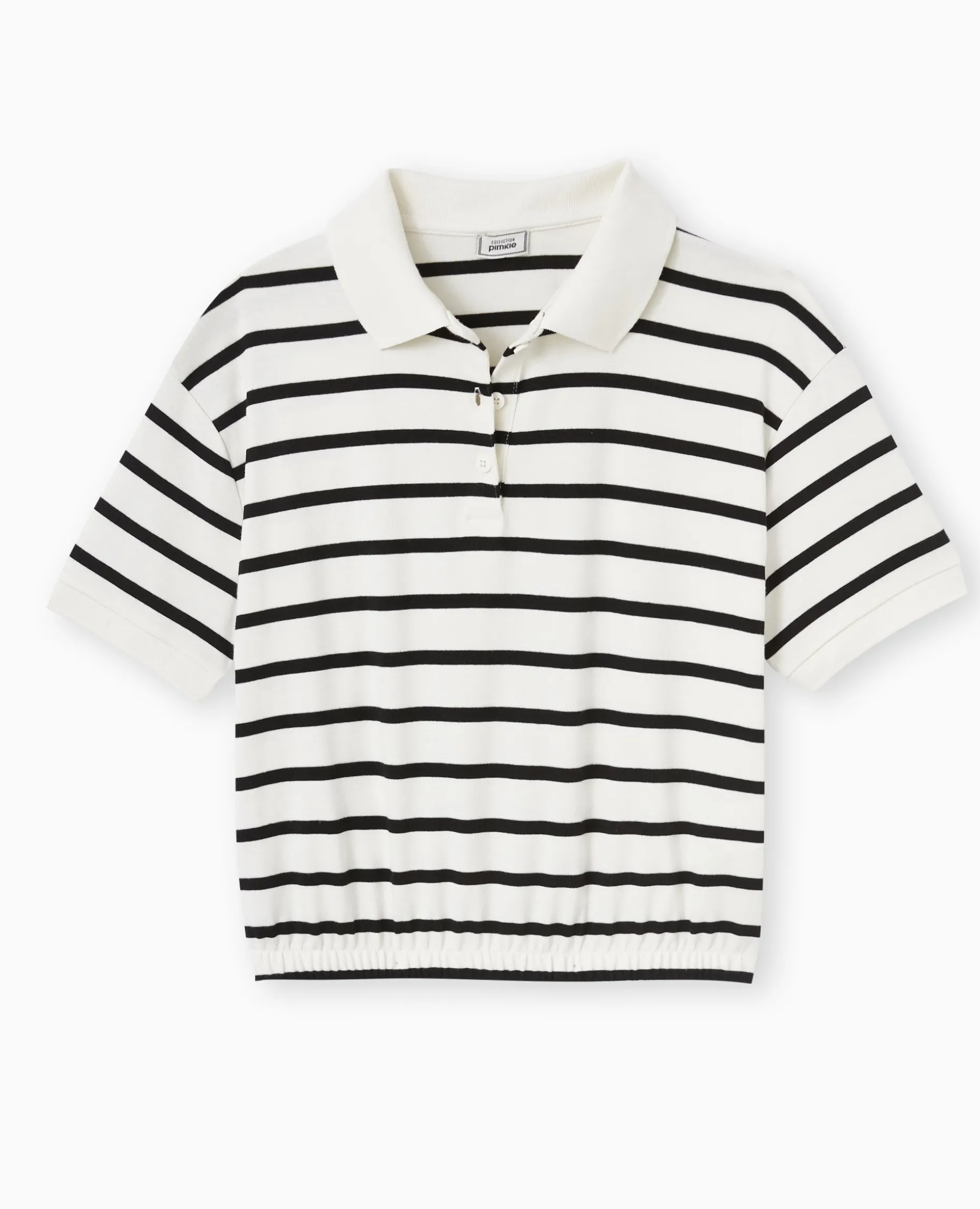 Polo Rayé Avec Base élastiquée - Blanc