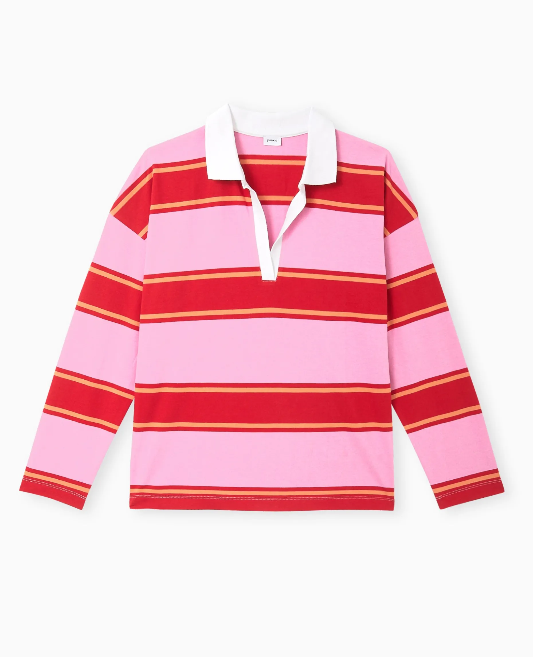 Polo Rayé Oversize Manches Longues - Rose