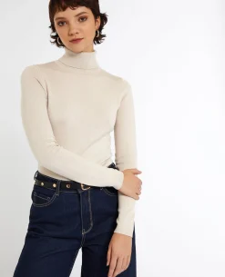 Pull à Col Roulé - Beige