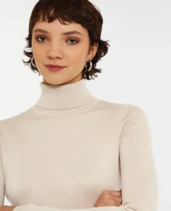 Pull à Col Roulé - Beige