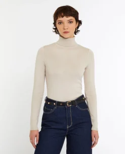 Pull à Col Roulé - Beige