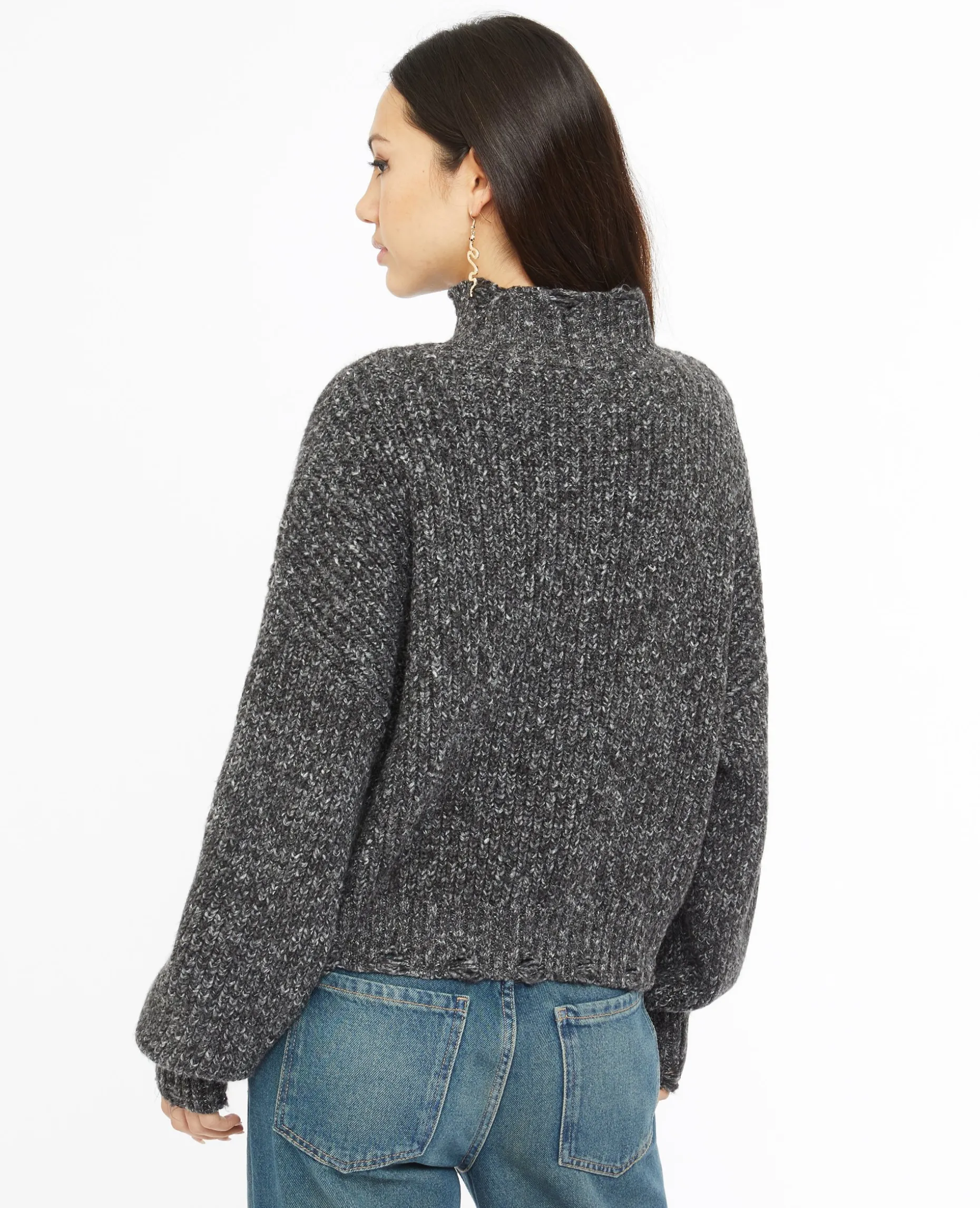 Pull Col Montant Avec Détails Destroy - Noir