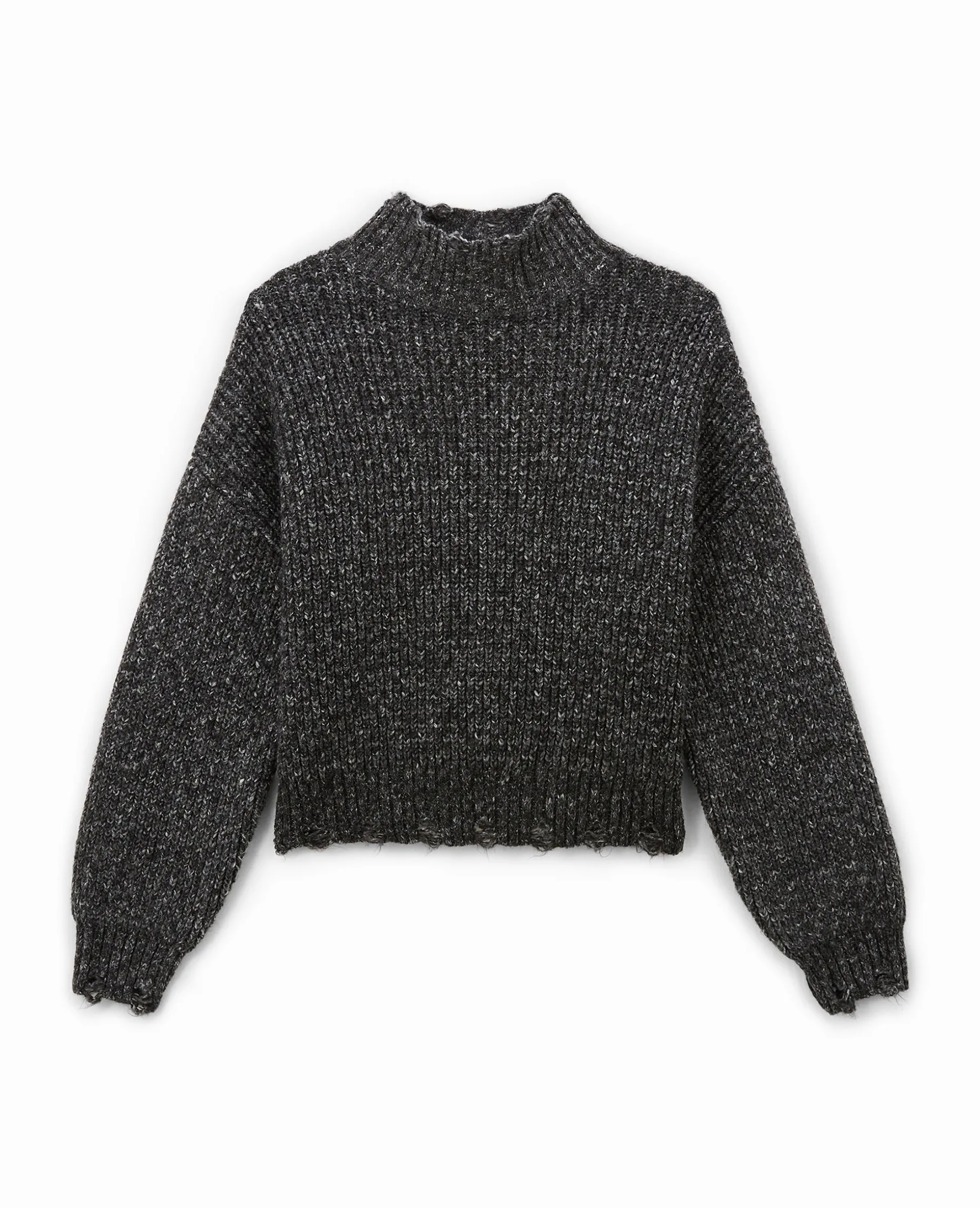 Pull Col Montant Avec Détails Destroy - Noir