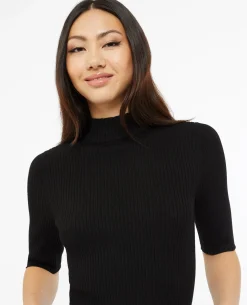 Pull Col Montant Manches Courtes - Noir