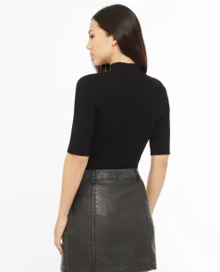 Pull Col Montant Manches Courtes - Noir