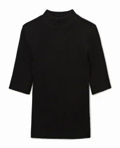 Pull Col Montant Manches Courtes - Noir