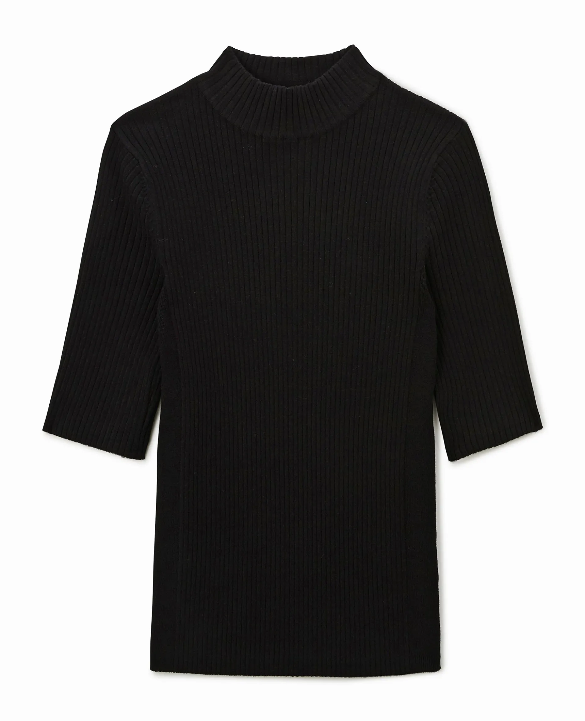 Pull Col Montant Manches Courtes - Noir