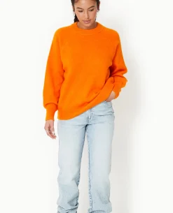 Pull Col Rond Avec Laine - Orange