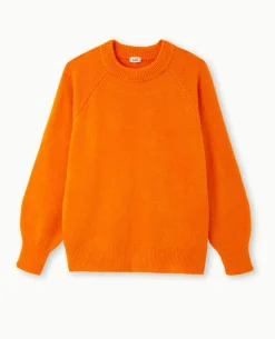 Pull Col Rond Avec Laine - Orange