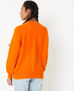 Pull Col Rond Avec Laine - Orange