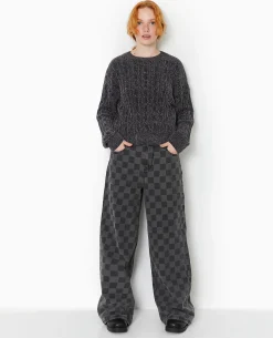 Pull Col Rond En Maille Chenille Torsadée - Gris Foncé
