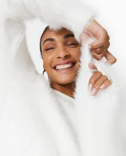 Pull Col Rond En Maille Fluffy Et Poilue - Blanc