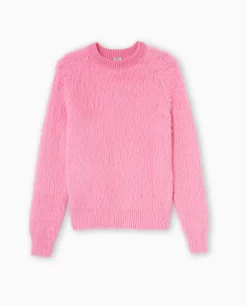 Pull Col Rond En Maille Fluffy Et Poilue - Rose