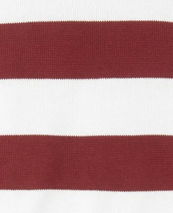 Pull Col Rond En Maille Rayée - Bordeaux