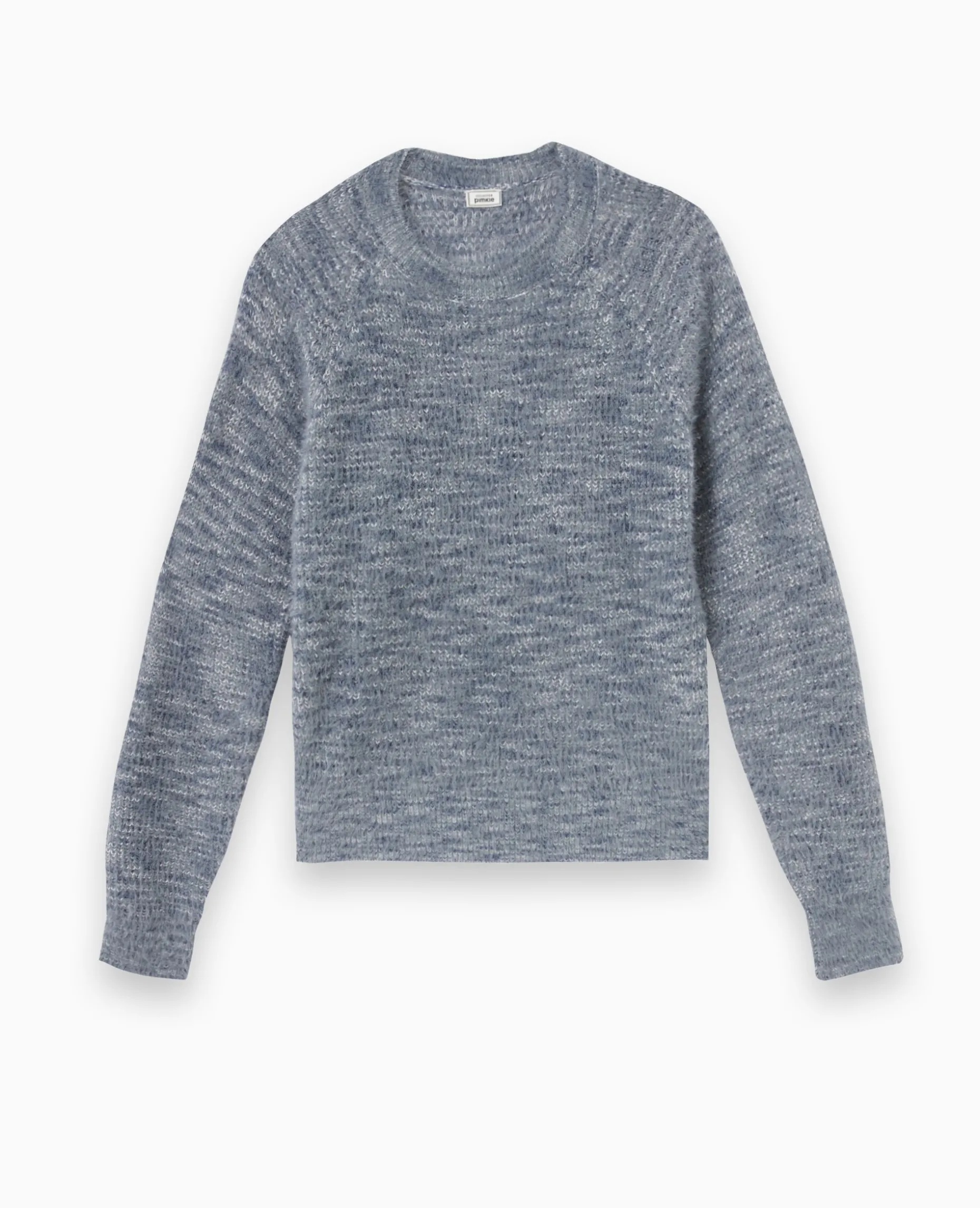 Pull Col Rond Maille Fluffy - Gris Chiné