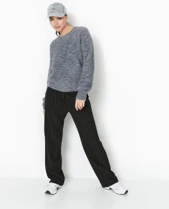 Pull Col Rond Maille Fluffy - Gris Chiné