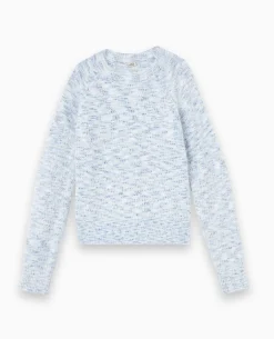 Pull Col Rond Maille Fluffy - Bleu Clair
