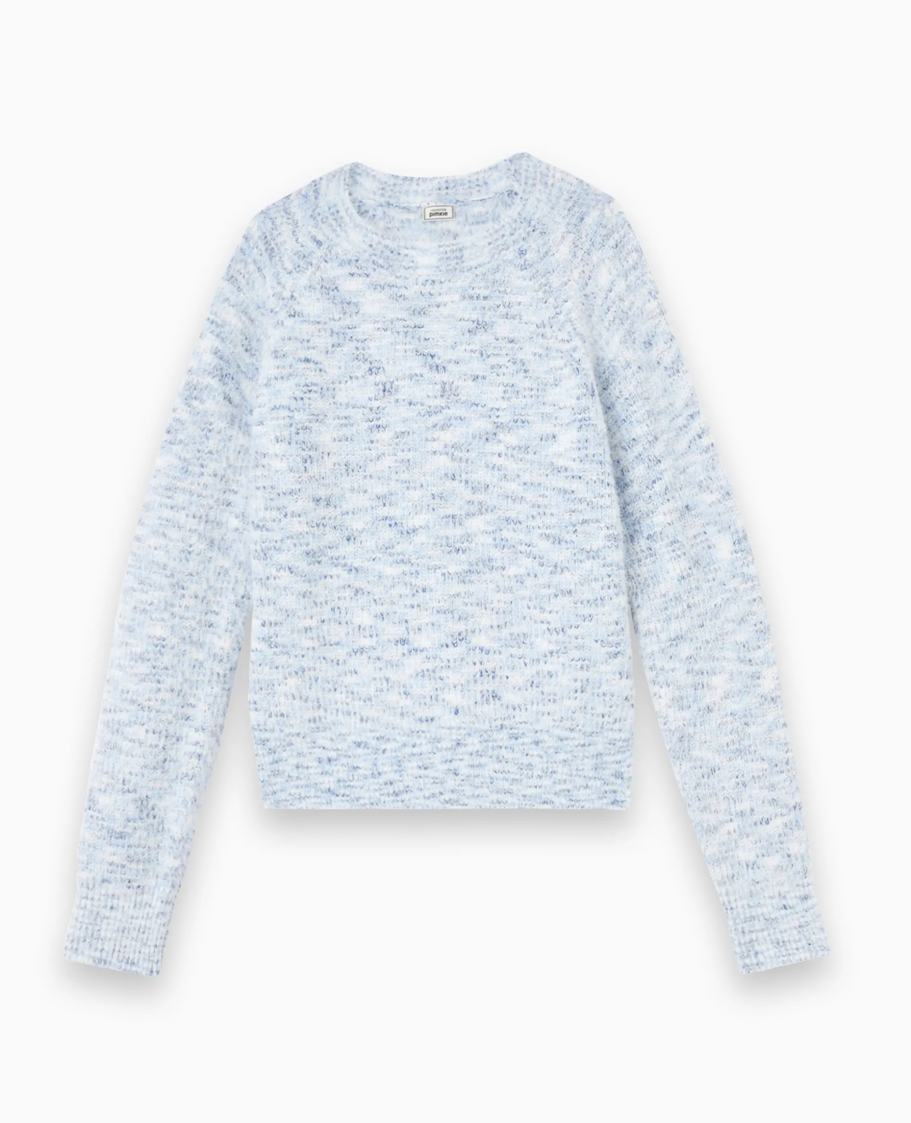 Pull Col Rond Maille Fluffy - Bleu Clair
