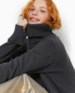 Pull Col Roulé - Gris Chiné